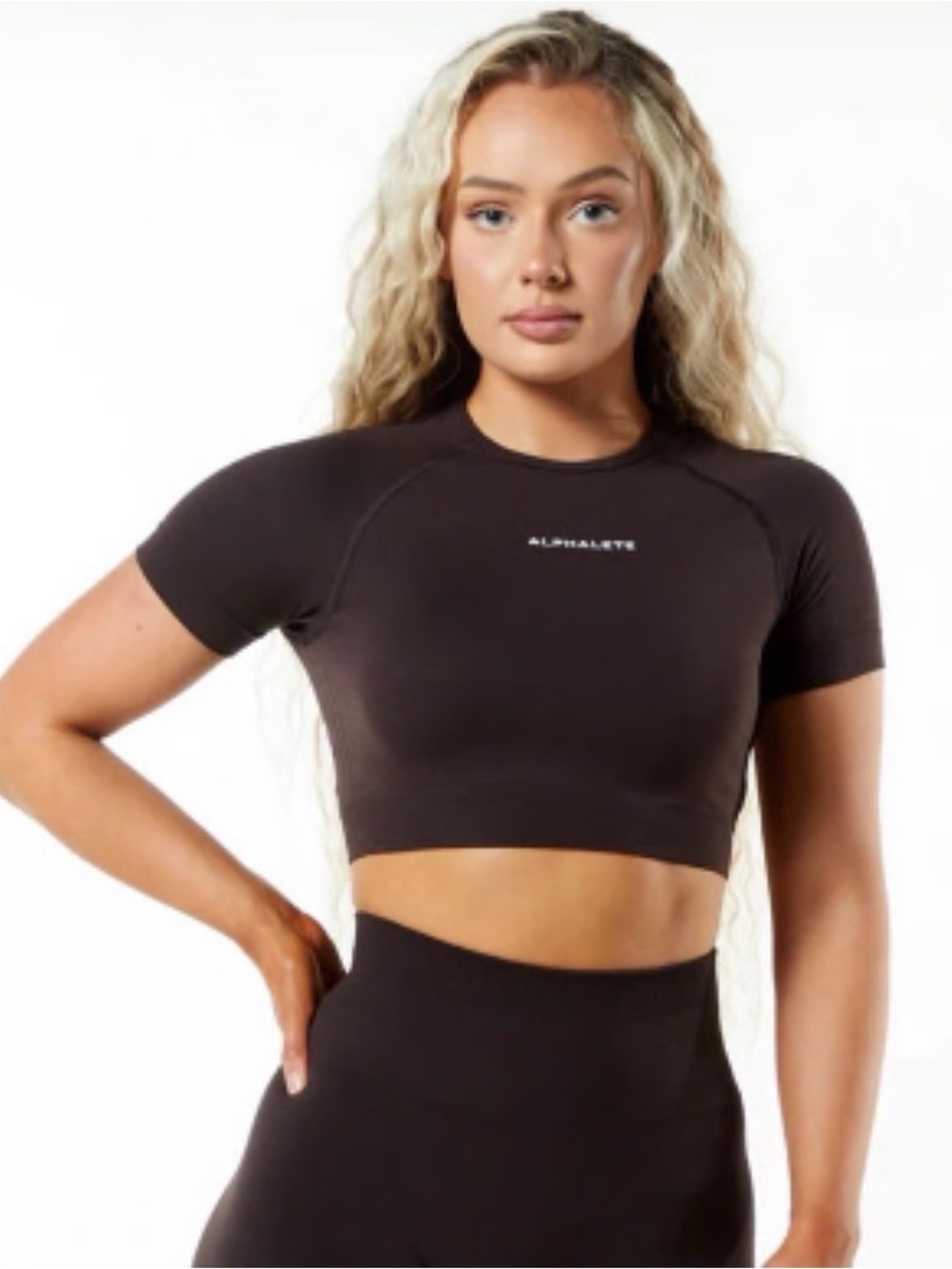 Alphalete Black Short Sleeve Crop Top
